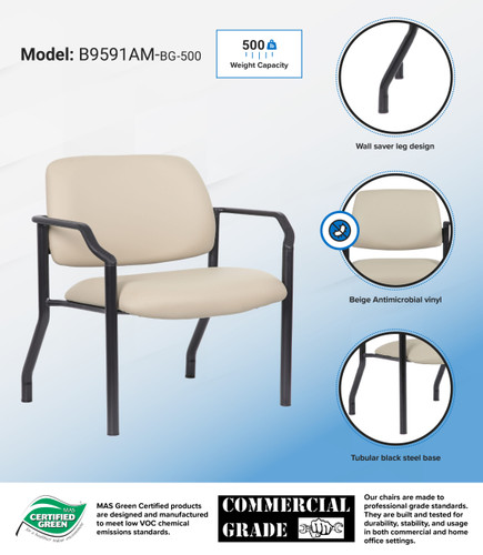 Boss Antimicrobial Guest Chair, 500 lb. weight capacity (B9591AM-BG-500)