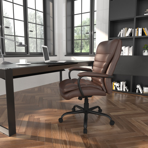 Boss Heavy Duty Double Plush LeatherPlus Chair - 400 Lbs. (B991-BB)
