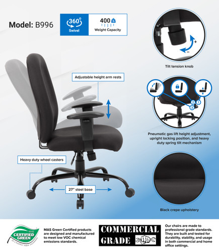 Boss Heavy Duty Task Chair- 400 lbs (B996)