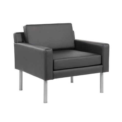 Boss Black Antimicrobial Vinyl Lounge Chair (BR8001AM-BK)