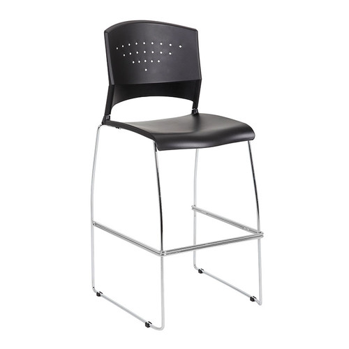 Boss Black Stool With Chrome Frame (set of 2) (B16400-BK-2)