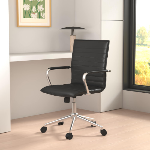 Boss Black Vinyl Hospitality Chair (B9533C-BK) Boss Black Vinyl Hospitality Chair (B9533C-BK)