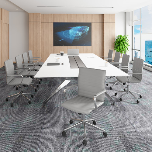 Boss Grey Vinyl Hospitality Chair (B9533C-GY)