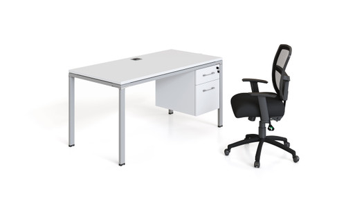 Simple System Double Desk – 48″ × 24″ – White (SGSD002-110-WT)
