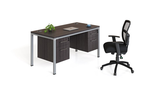 Simple System Double Desk With (1) Pedestal – 66″ × 30″ – Driftwood (SGSD003-202) Simple System Double Desk With (1) Pedestal – 66″ × 30″ – Driftwood (SGSD003-202)