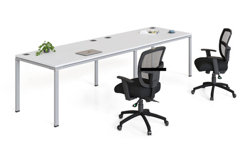 Simple System Double Desk With Return – 66″ × 30″ – White (SGSD005-202-WT)