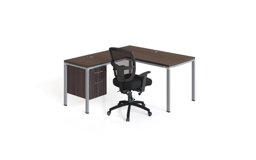 Simple System L Desk With Return And (1) Pedestal – 60″ × 24″ – Driftwood (SGSD029-101) Simple System L Desk With Return And (1) Pedestal – 60″ × 24″ – Driftwood (SGSD029-101)