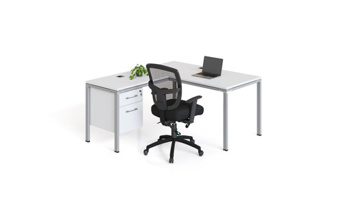 Simple System L Desk With Return And (1) Pedestal – 66″ × 24″ – White (SGSD029-102-WT) Simple System L Desk With Return And (1) Pedestal – 66″ × 24″ – White (SGSD029-102-WT)
