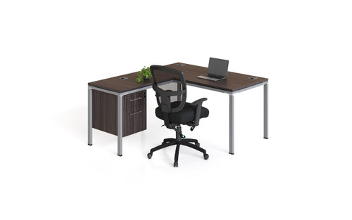 Simple System L Desk With Return And (1) Pedestal – 71″ × 30″ – Driftwood (SGSD029-203) Simple System L Desk With Return And (1) Pedestal – 71″ × 30″ – Driftwood (SGSD029-203)