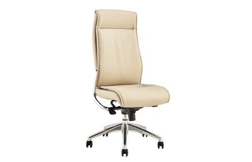 Alto High Back Executive Sand Bonded Leather Chair, Chrome Base without Arms (CD-2103HS-NA), alternate view 4 (CD-2103HS-NA)