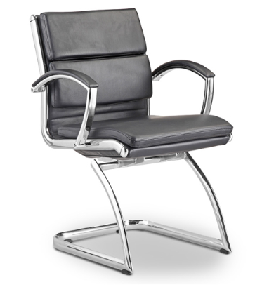 Livello Visitor Black Bonded Leather Chair, Chrome Base (2 Per Carton) (CD-307GB (2)) Livello Visitor Black Bonded Leather Chair, Chrome Base (2 Per Carton) (CD-307GB (2))