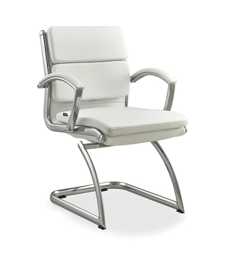 Livello Visitor White Bonded Leather Chair, Chrome Base (2 Per Carton) (CD-307GW (2))