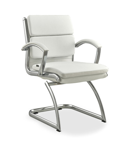 Livello Visitor White Bonded Leather Chair, Chrome Base (2 Per Carton) (CD-307GW (2)) Livello Visitor White Bonded Leather Chair, Chrome Base (2 Per Carton) (CD-307GW (2))