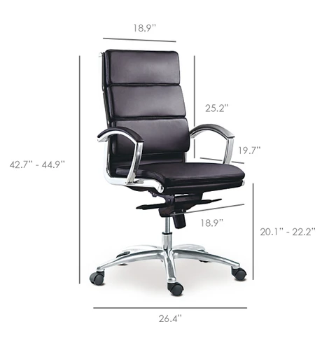 Livello High Back Executive Grey Bonded Leather Chair, Chrome Frame and Base (2 Per Carton) (CD-307HG (2))