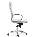Livello High Back Executive White Bonded Leather Chair, Chrome Frame and Base (2 Per Carton) (CD-307HW (2))