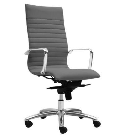 Zetti High Back Executive Grey Bonded Leather Chair, Chrome Base (2 Per Carton) (CD-309HG (2)) Zetti High Back Executive Grey Bonded Leather Chair, Chrome Base (2 Per Carton) (CD-309HG (2))