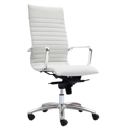 Zetti High Back Executive White Bonded Leather Chair, Chrome Base (2 Per Carton) (CD-309HW (2)) Zetti High Back Executive White Bonded Leather Chair, Chrome Base (2 Per Carton) (CD-309HW (2))