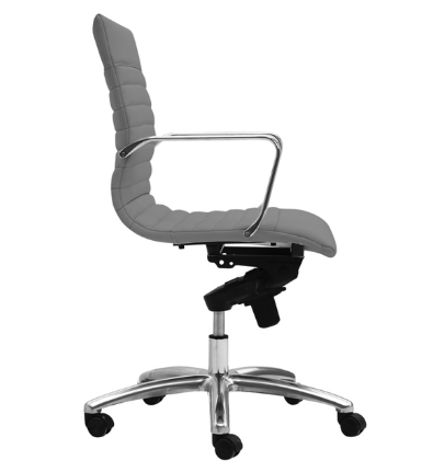 Zetti Mid Back Executive Grey Bonded Leather Chair, Chrome Base (2 Per Carton) (CD-309MG (2)) Zetti Mid Back Executive Grey Bonded Leather Chair, Chrome Base (2 Per Carton) (CD-309MG (2))