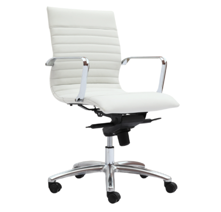 Zetti Mid Back Executive White Bonded Leather Chair, Chrome Base (2 Per Carton) (CD-309MW (2)) Zetti Mid Back Executive White Bonded Leather Chair, Chrome Base (2 Per Carton) (CD-309MW (2))