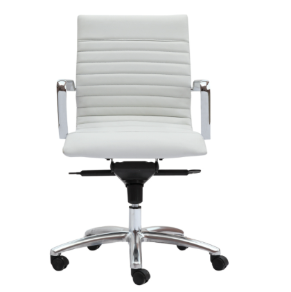 Zetti Mid Back Executive White Bonded Leather Chair, Chrome Base (2 Per Carton) (CD-309MW (2)) Zetti Mid Back Executive White Bonded Leather Chair, Chrome Base (2 Per Carton) (CD-309MW (2))