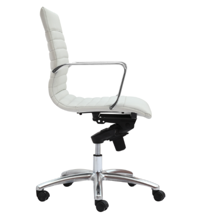Zetti Mid Back Executive White Bonded Leather Chair, Chrome Base (2 Per Carton) (CD-309MW (2)) Zetti Mid Back Executive White Bonded Leather Chair, Chrome Base (2 Per Carton) (CD-309MW (2))