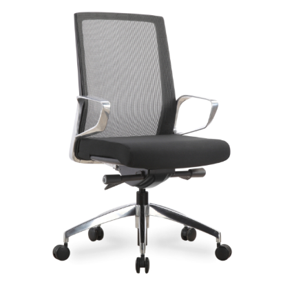 Moderno Classico Ergonomic Executive Chair, Mesh Back, Black Fabric Seat, Aluminum Loop Arms, Cast Aluminum Base (CD-411A) Moderno Classico Ergonomic Executive Chair, Mesh Back, Black Fabric Seat, Aluminum Loop Arms, Cast Aluminum Base (CD-411A)