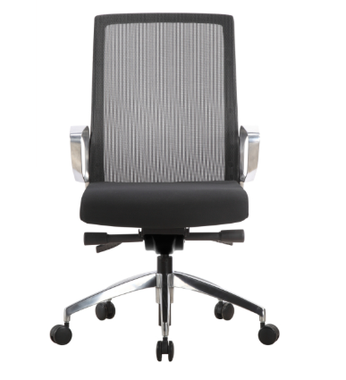 Moderno Classico Ergonomic Executive Chair, Mesh Back, Black Fabric Seat, Aluminum Loop Arms, Cast Aluminum Base (CD-411A) Moderno Classico Ergonomic Executive Chair, Mesh Back, Black Fabric Seat, Aluminum Loop Arms, Cast Aluminum Base (CD-411A)