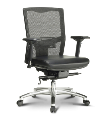 Argento Series - Ergonomic Executive Task Chair, Black Mesh Back, Tungsten Base, Black Bonded Leather Seat (CD-5B) Argento Series - Ergonomic Executive Task Chair, Black Mesh Back, Tungsten Base, Black Bonded Leather Seat (CD-5B)