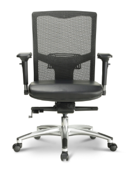 Argento Series - Ergonomic Executive Task Chair, Black Mesh Back, Tungsten Base, Black Bonded Leather Seat (CD-5B) Argento Series - Ergonomic Executive Task Chair, Black Mesh Back, Tungsten Base, Black Bonded Leather Seat (CD-5B)