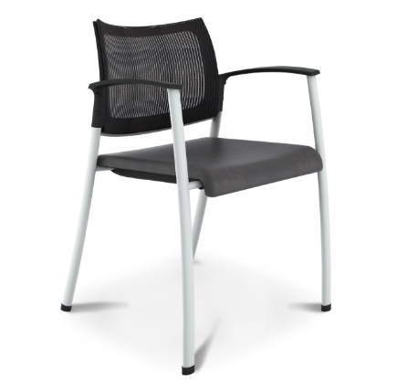 Spazio Visitor Black Mesh Chair Tungsten Frame Black Leather Seat (CD-841B-T (4)) Spazio Visitor Black Mesh Chair Tungsten Frame Black Leather Seat (CD-841B-T (4))