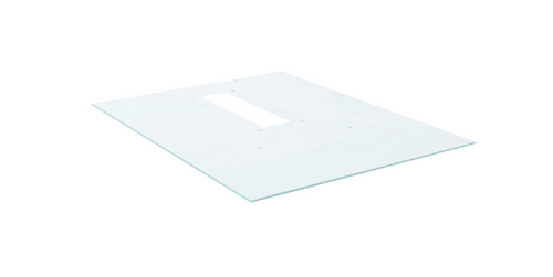 Half 60"L Glass top for 120"x48" rectangular conference table + Modesty, shelves and hardware. Pure White glass. - Blanco (CD-GCT12048-1-B)
