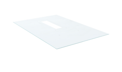 Half 69"L Glass Top for 138"X48" Rectangular Conference Table + Modesty, Shelves and Hardware. Pure White Glass. Grigio (CD-GCT13848-1-G)