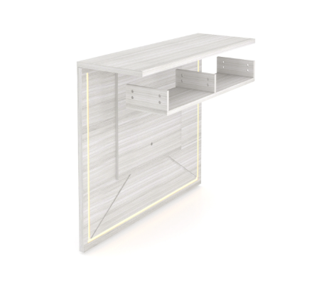 Square Front Overlay for Reception Desk, 2 Pigeon Holes, Built in Adjustable LED Lights Blanc de Gris (CD-P-REC-CONV1-OVDESK-PH-BDG)