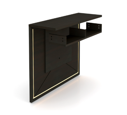Square Front Overlay for Reception Desk, 2 Pigeon Holes, Built in Adjustable LED Lights Espresso (CD-P-REC-CONV1-OVDESK-PH-E)