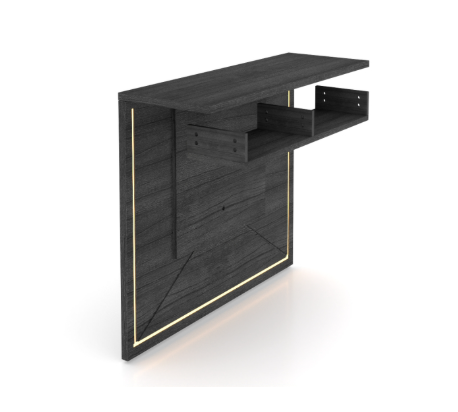 Square Front Overlay for Reception Desk, 2 Pigeon Holes, Built in Adjustable LED Lights Grigio (CD-P-REC-CONV1-OVDESK-PH-G)