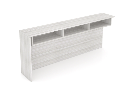 Transactional Rectangular Overlay with 3 Pigeon Holes for Reception Desk Return, Non Handed Blanc de Gris (CD-P-REC-CONV2-RET-PH-BDG)