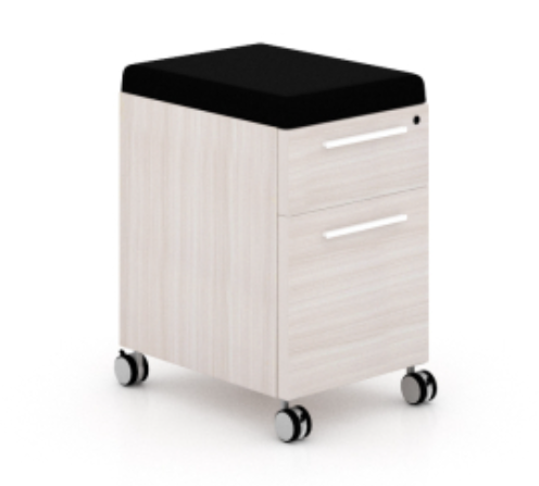 Deluxe Mobile Box/File Pedestal Blanc de Gris Laminate, Black Fabric SM-2327 (B) Included (CD-P20MBF-BDG)