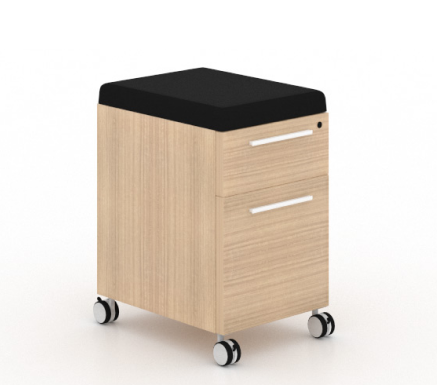 Deluxe Mobile Box/File Pedestal Miele Laminate, Black Fabric SM-2327 (B) Included (CD-P20MBF-MI)