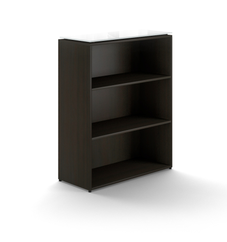 34' W Low Bookcase with Glass Floated Top Espresso Laminate (Pure White) (CD-P341441BC-E-PW)