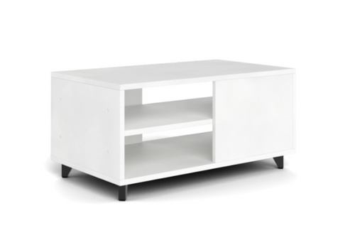 Potenza Laminate Coffee Table with Blanco Front Panels, Blanco. 1 Adjustable Shelf (CD-P422416LCT-B)