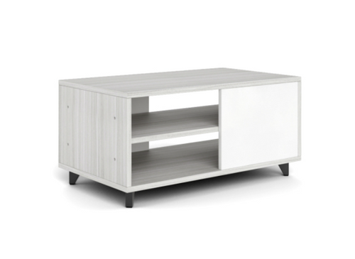 Potenza Laminate Coffee Table with Blanco Front Panels, Blanc de Gris. 1 Adjustable Shelf (CD-P422416LCT-BDG)