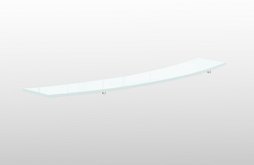 Curved Reception Desk with Glass Transactional Counter Top (Pure White) (2/2) (CD-P60CRD-2-E-NG)