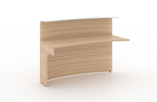 Curved Reception Desk Extension with Glass Transactional Counter Top (Pure White) (1/2) Miele (Vertical Grain Direction) (CD-P60CRDE-1-MI-NEW_VGD)