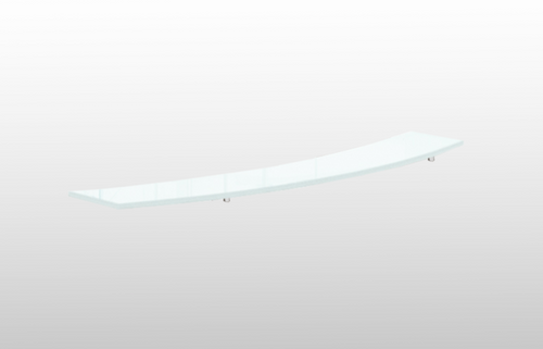 Curved Reception Desk Extension with Glass Transactional Counter Top (Pure White) (2/2) Grigio (CD-P60CRDE-2-G-NG)