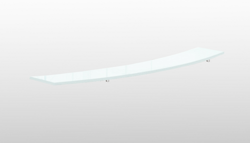 Curved Reception Desk Extension with Glass Transactional Counter Top (Pure White) (2/2) Miele (CD-P60CRDE-2-MI-NG)