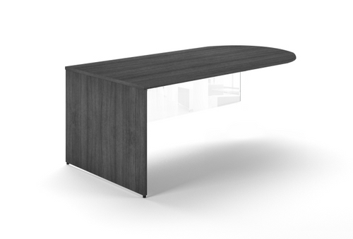 Bullet End Desk with White Modesty Panel (1/2), Grigio (CD-P7236BED-1-G-PW)