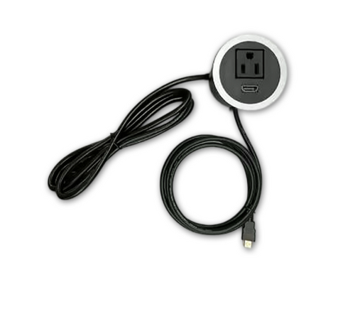 2"3/4 Circular Electrical Grommet with One Integrated Receptacle and 1 4K HDMI Port (CD-PG-BS-1)