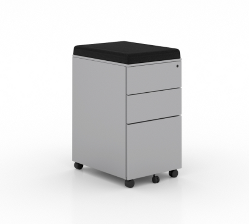 Grigio Veloce Mobile Pedestal Box/Box/File w/Black Cushion\N (CD-VBBFMB-G-B)