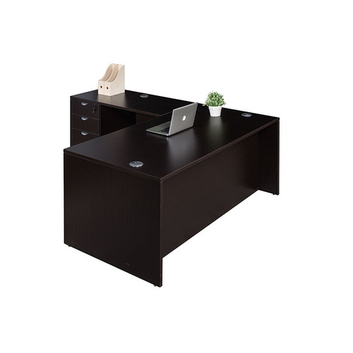 Boss Office Suite Office Products 71 Inch Desk, Executive L-Shape Corner Desk with Box/Box/File Storage Pedestal, Mocha (GROUPA10-MOC) Boss Office Suite Office Products 71 Inch Desk, Executive L-Shape Corner Desk with Box/Box/File Storage Pedestal, Mocha (GROUPA10-MOC)