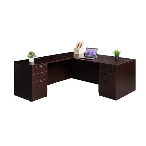 Boss Office Suite Office Products 71 Inch Executive L-Shape Corner Desk with Dual Box/Box/File Storage Pedestals, Mahogany (GROUPA11-M) Boss Office Suite Office Products 71 Inch Executive L-Shape Corner Desk with Dual Box/Box/File Storage Pedestals, Mahogany (GROUPA11-M)